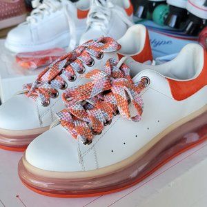 Alexander McQueen Leather Oversized Trainers Orange